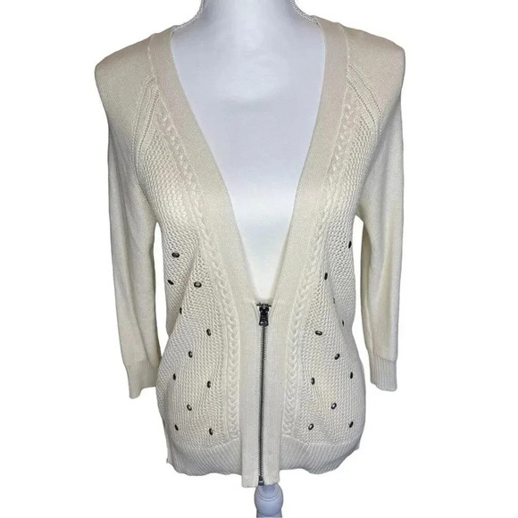 American Eagle Outfitters‎ Women’s Medium Open stitch cream sweater with grommet - Picture 1 of 6